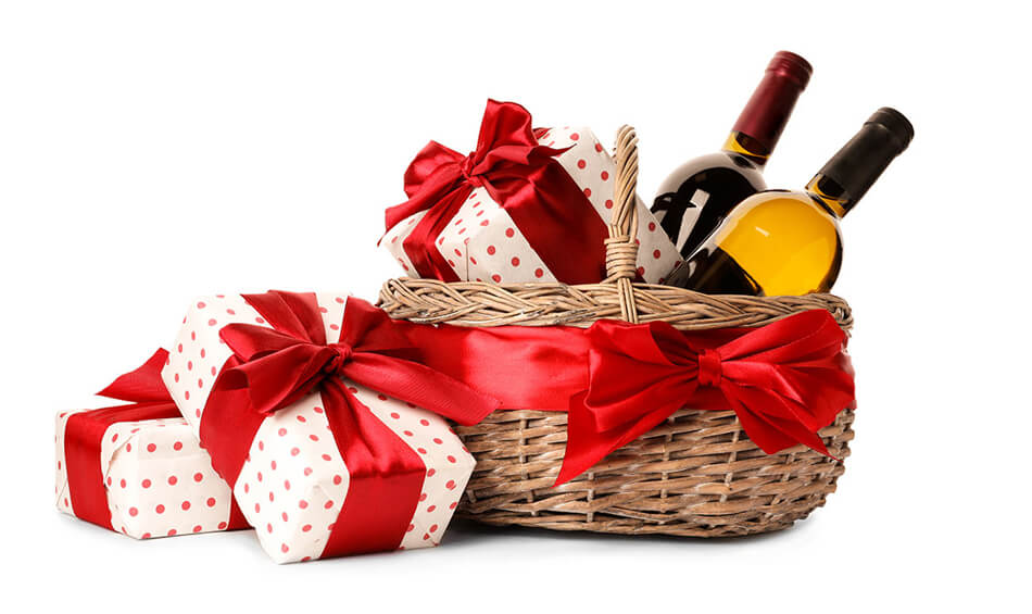 gift basket isolated on white background